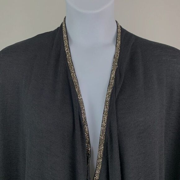 Juicy Couture Cardigan sz XXL Open Front Black Long Sleeve Embellished Neckline - Picture 2 of 7